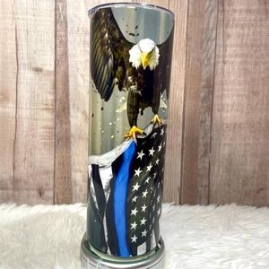 20oz skinny tumbler back the blue